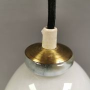 Pendant lamp in multicolored glass. Probably Danish or Swedish from 1970s