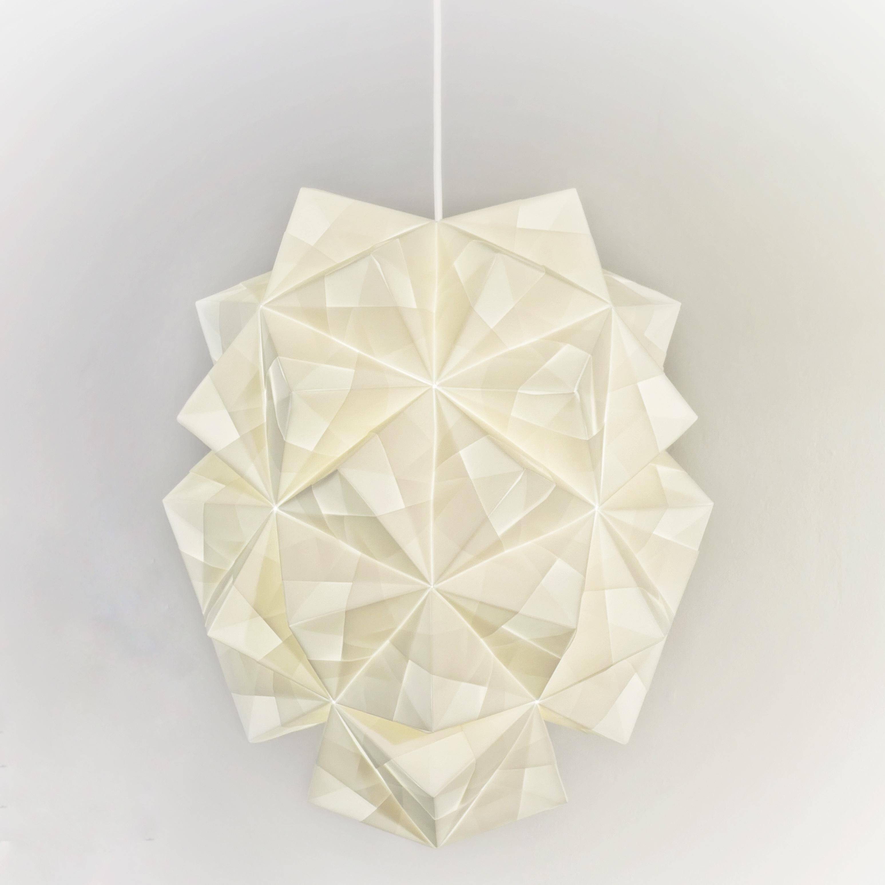 Large Japanese Style Hand-folded White Paper Pendant Light "Amaea", Sonobe Light