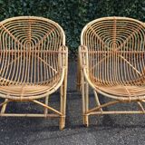 Pair of vintage rattan armchairs