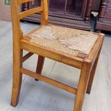 Set of 6 chairs, Scandinavian, vintage, retractable rattan seat