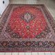 1920s handmade antique wool medallion rug, red & navy, 298 × 411 cm - 1C1302