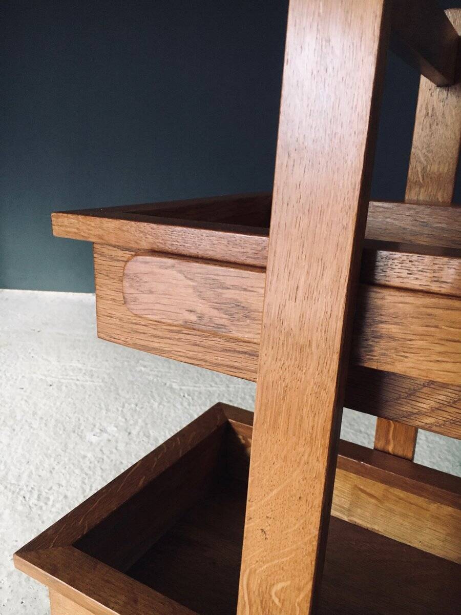 Mid-Century Oak Magazine Holder, Belgium, 1950s