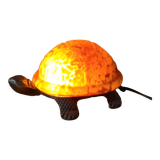 Glass and brass turtle lamp
