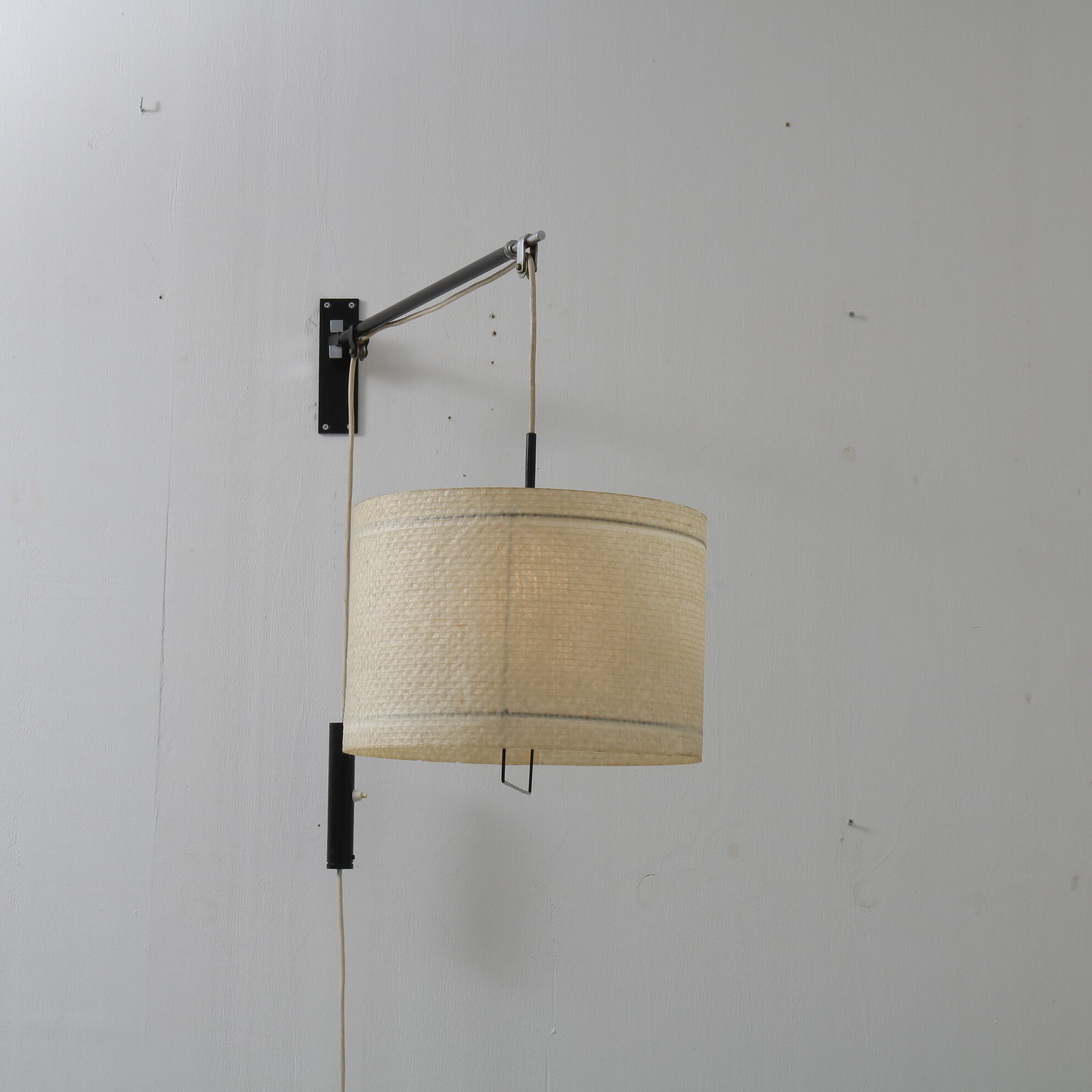 1950s extendible wall lamp with fiberglass shade, Italy
