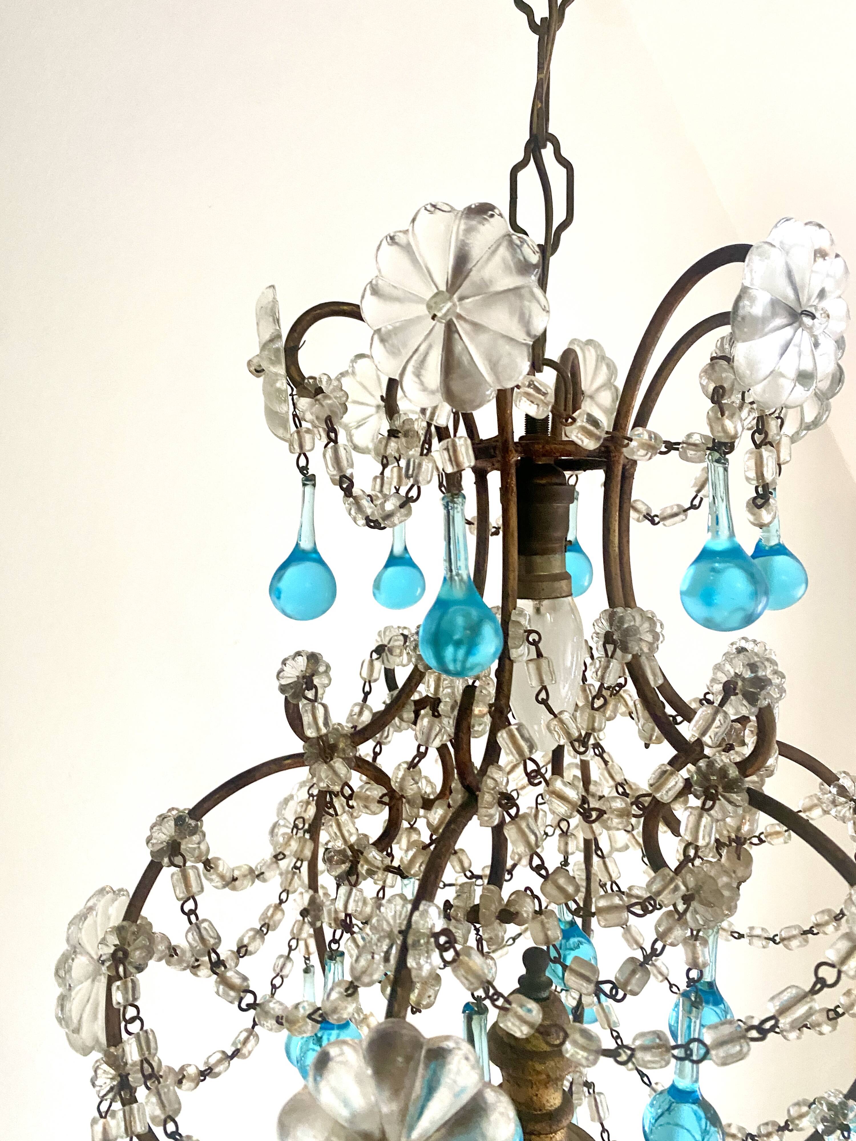 Old crystal pendant chandelier