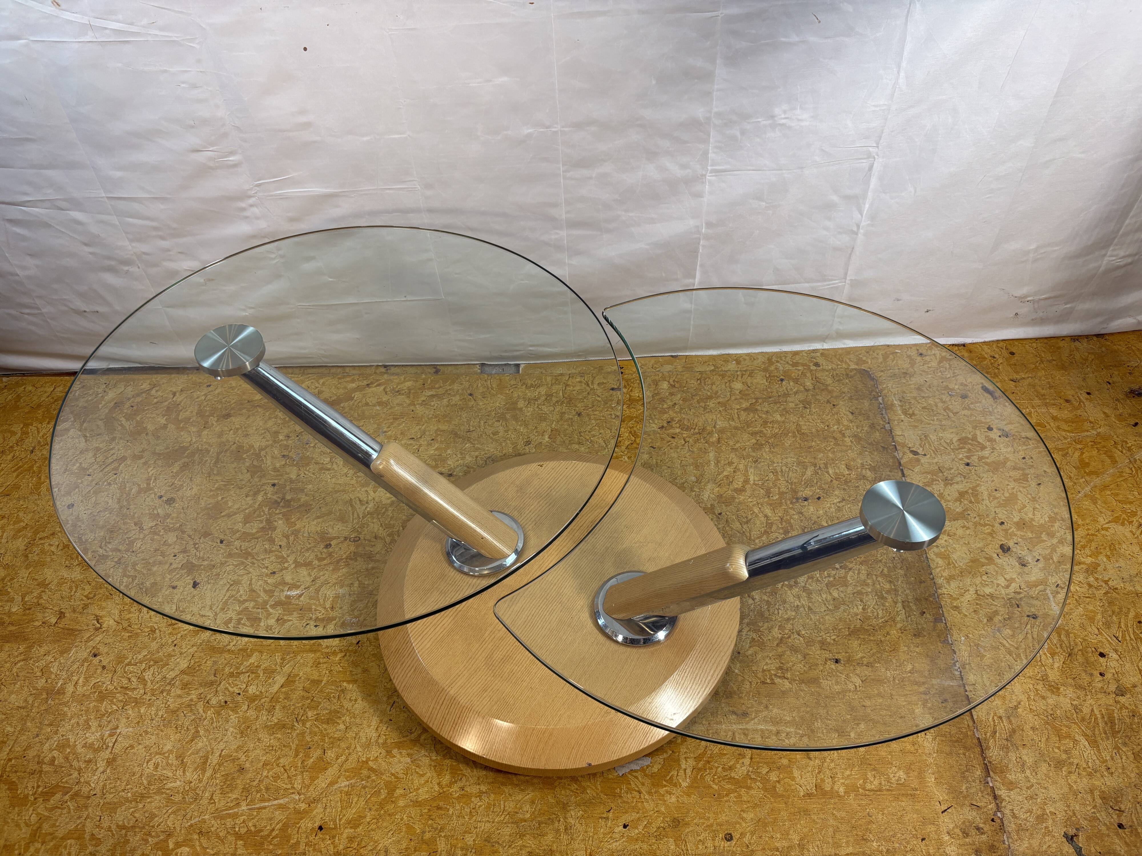 Vintage Tokyo Twist Swivel Coffee Table – Extendable Glass Top Stylish