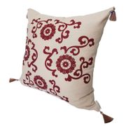 Housse de coussin Hatai beige grenat - 50 x 50