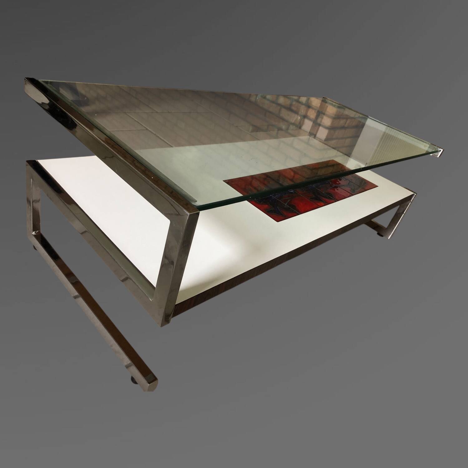 1970s glass and ceramic coffee table attributed to Belarti