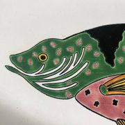 Grand plat ovale poisson Gien modèle Baie d'Halong