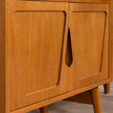 Rival 2 bay free standing teak wall unit with 3 cabinets and 3 shelves by Brodrene Jatogs Norway, Kj