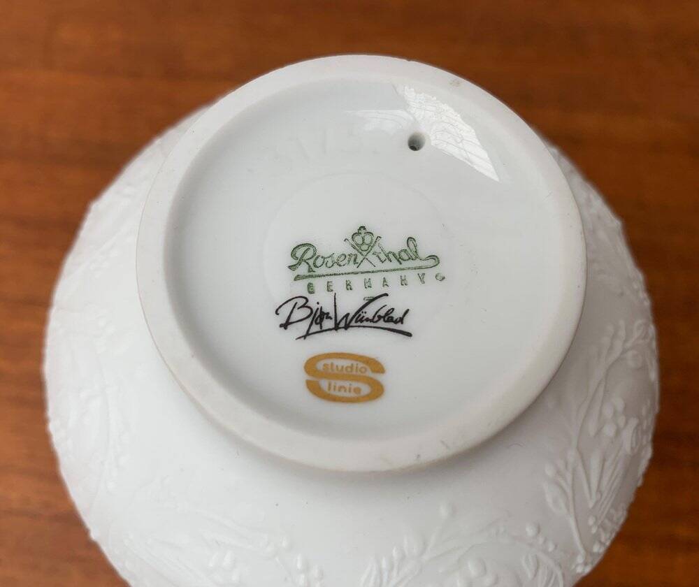 White porcelain candlestick from mid-century by Bjørn Wiinblad for Rosenthal.