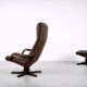 Vintage Mid-Century Danish Modern Leather Adjustable Easy Chair and Ottoman