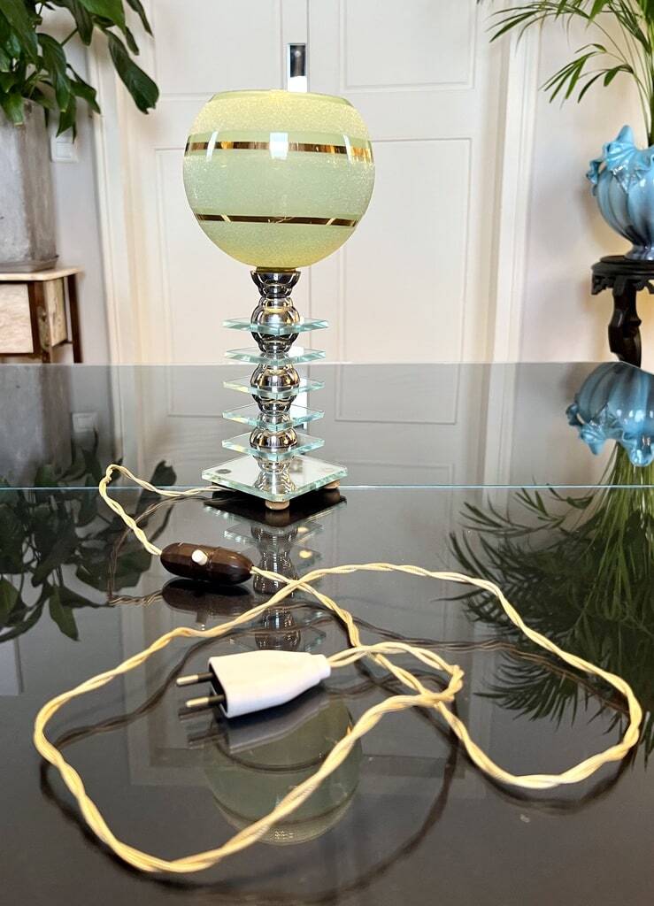 Art Deco Lamp with Glass Plates - Mirror - Globe - Vintage Lighting