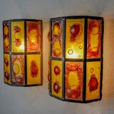 Pair of brutalist sconces by Felipe Derflingher for Feders, blown glass, 1960, Mexico