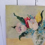 Oil on cardboard Tulips and Forget-me-nots Latallerie-beurier