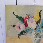Oil on cardboard Tulips and Forget-me-nots Latallerie-beurier