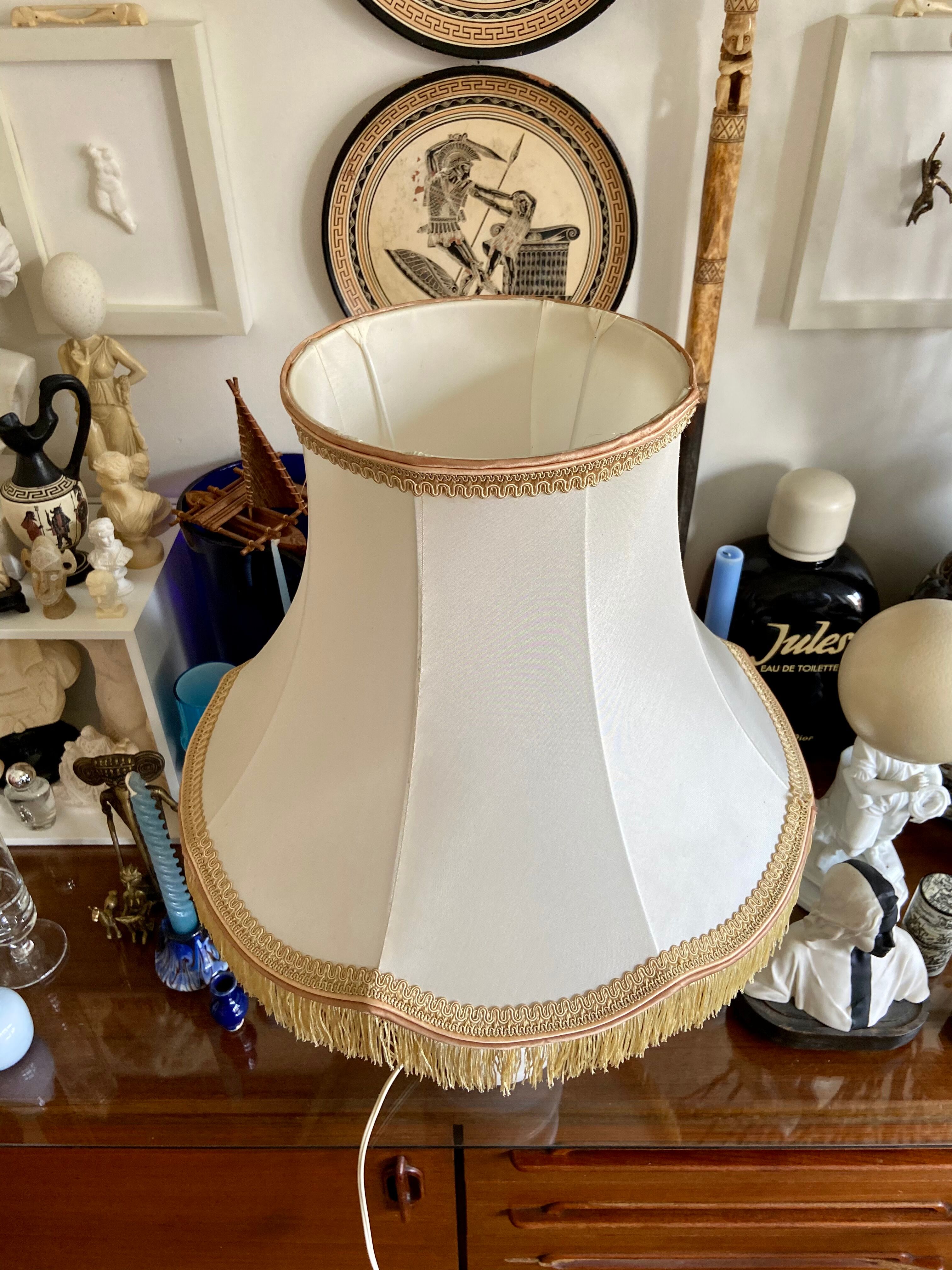 Alabaster table lamp and beige cotton