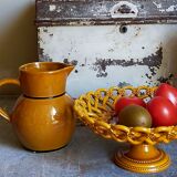 Yellow Provencal ceramic water pitcher with black net