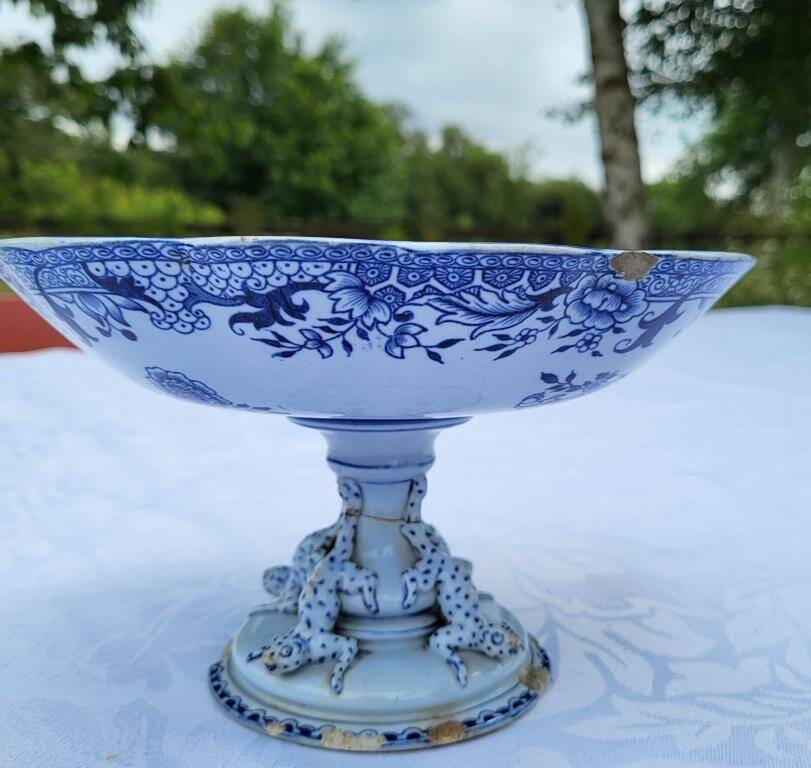 Longwy Chinese compote bowl 19th century salamanders