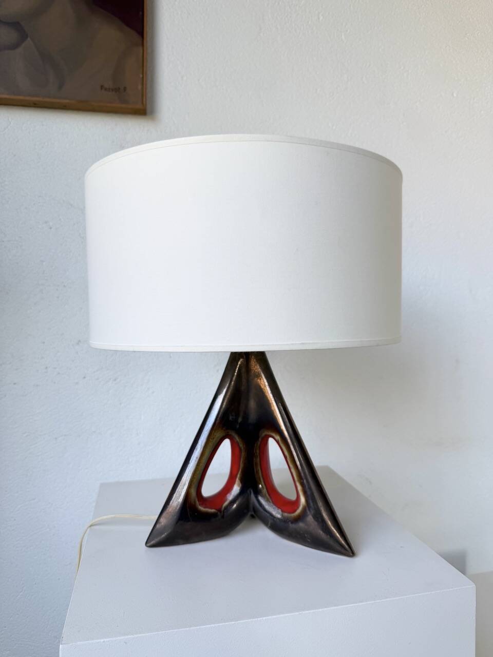 1950s ceramic table lamp, free form