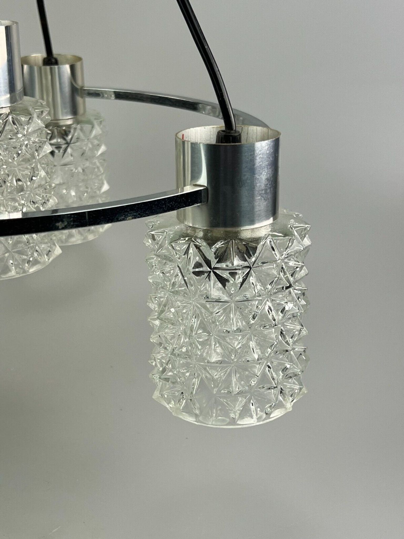 60s 70s lamp fixture ceiling lamp chandelier glass chrome space age