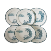 Set de 6 assiettes plates en faïence de Clairfontaine modèle Buffon en terre de fer
