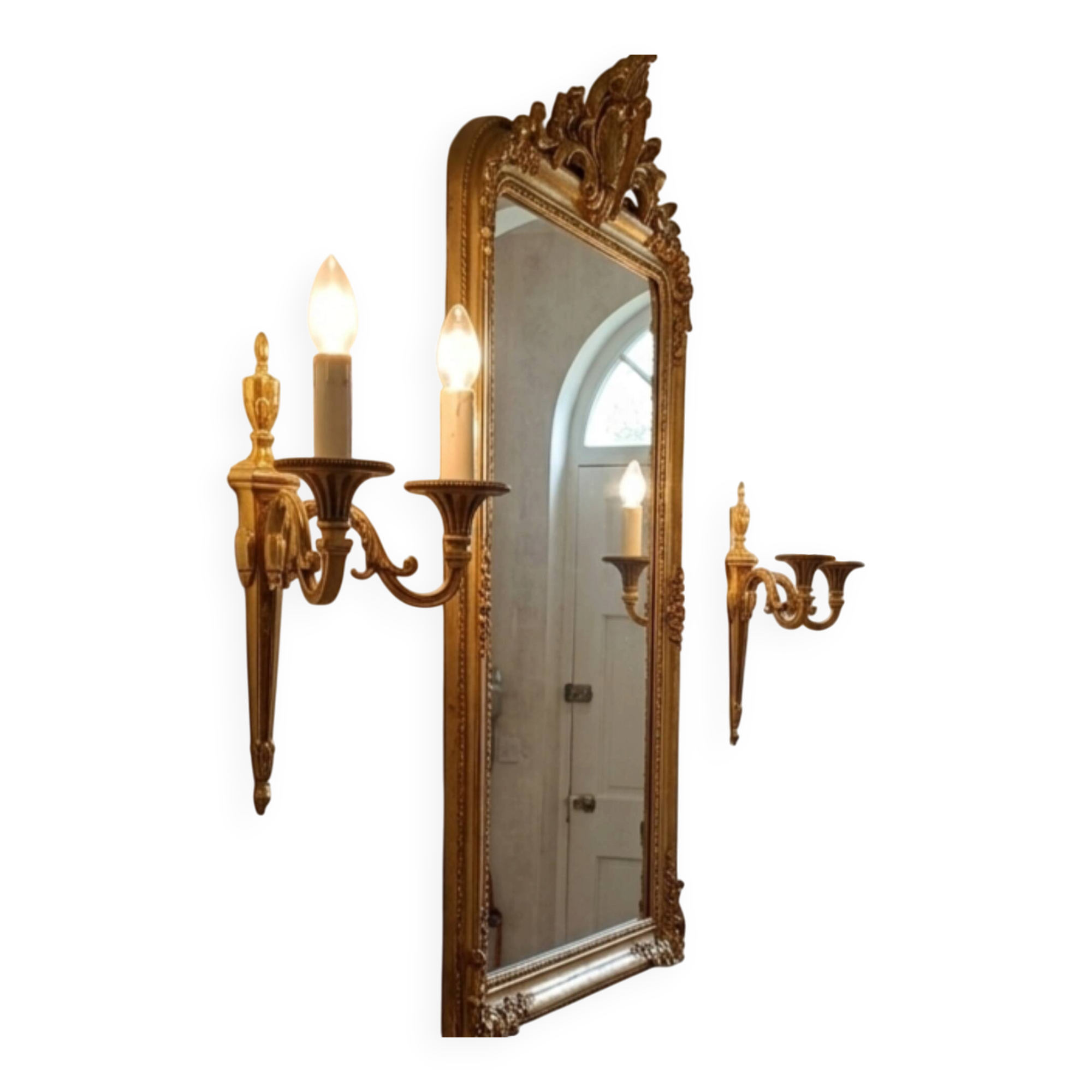 Pair of Louis XVI wall sconces in gilded bronze – Maison Lucien Gau