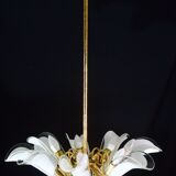 Murano white glass petal chandelier