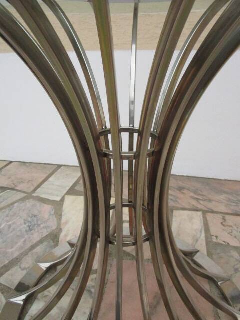 Table ronde en verre dans le goût de Gastone Rinaldi, 1970