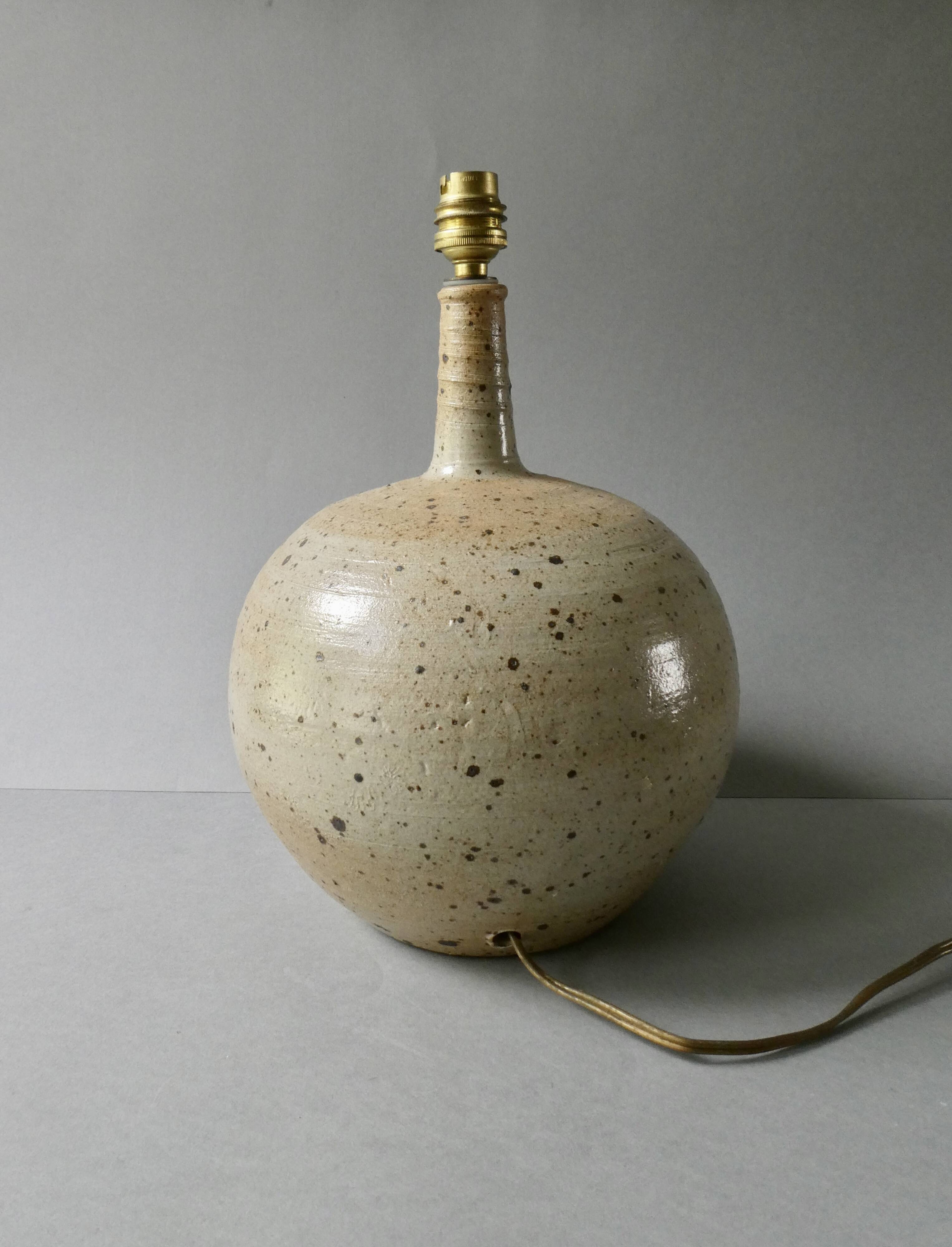 Signed stoneware lamp base, Janet Stedman and Pierre Digan la Borne, 1960