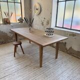 Table de ferme en pin et chêne