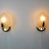 Pair of wall lamps "sheet" in opaque glass, murano, Italy 1980