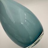 Vase bouteille verre doublé bleu