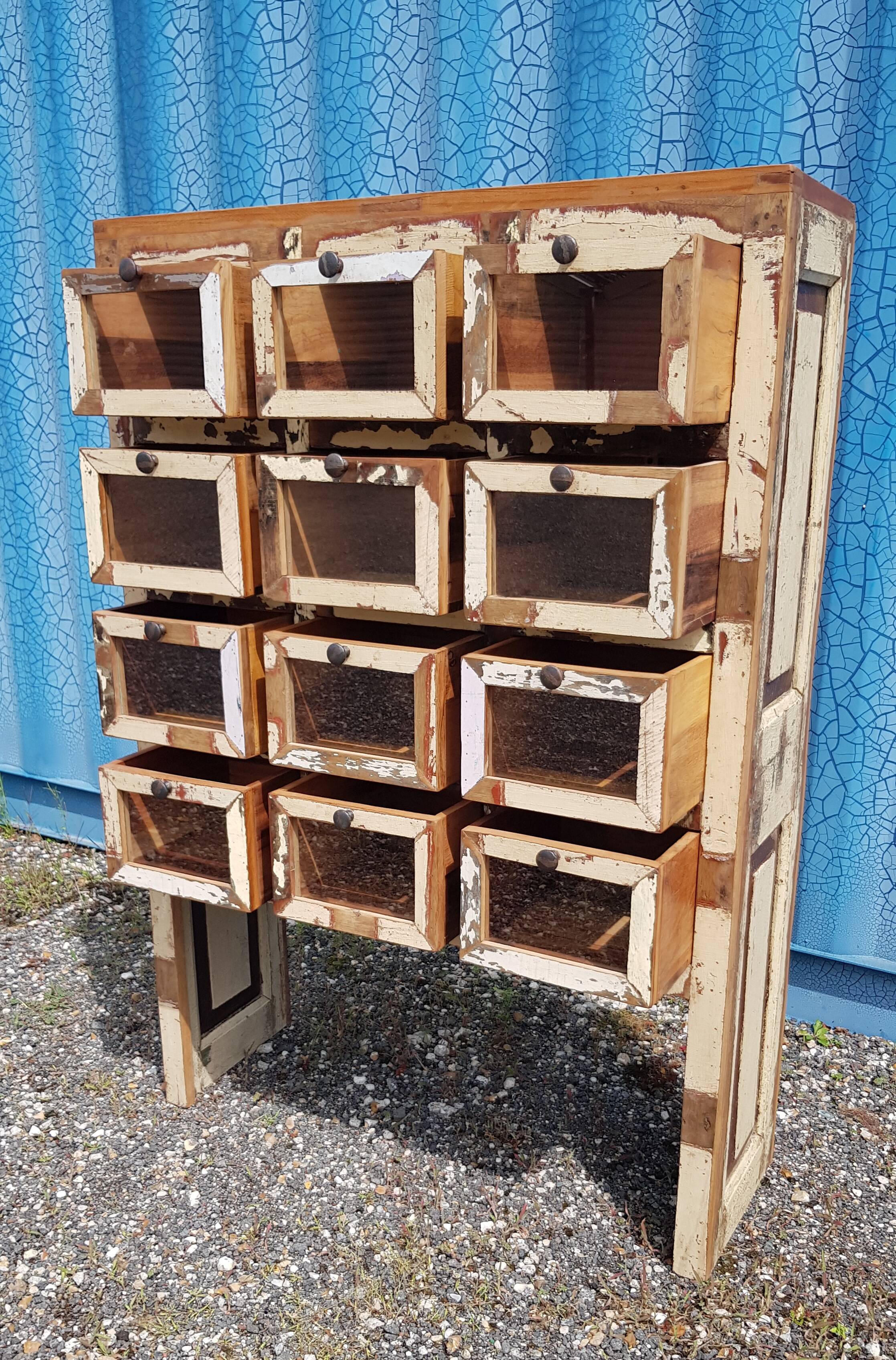 Merchant furniture - chest of drawers with 12 teak drawers