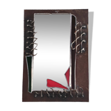 Brutalist mirror in metal and set glass