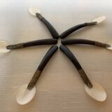 Six antique mother-of-pearl caviar spoons