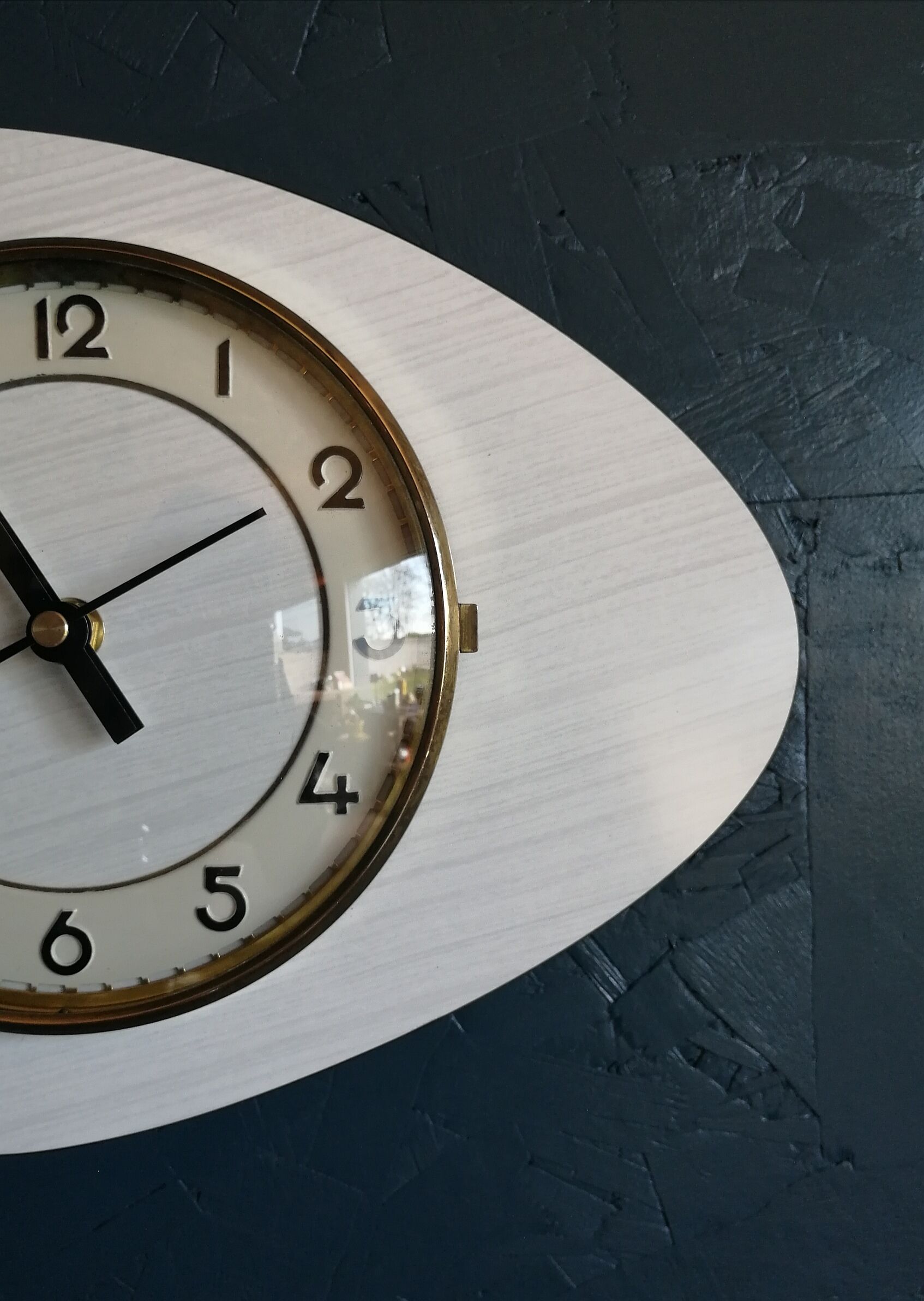 Vintage clock, "White and grey Formica" wall clock