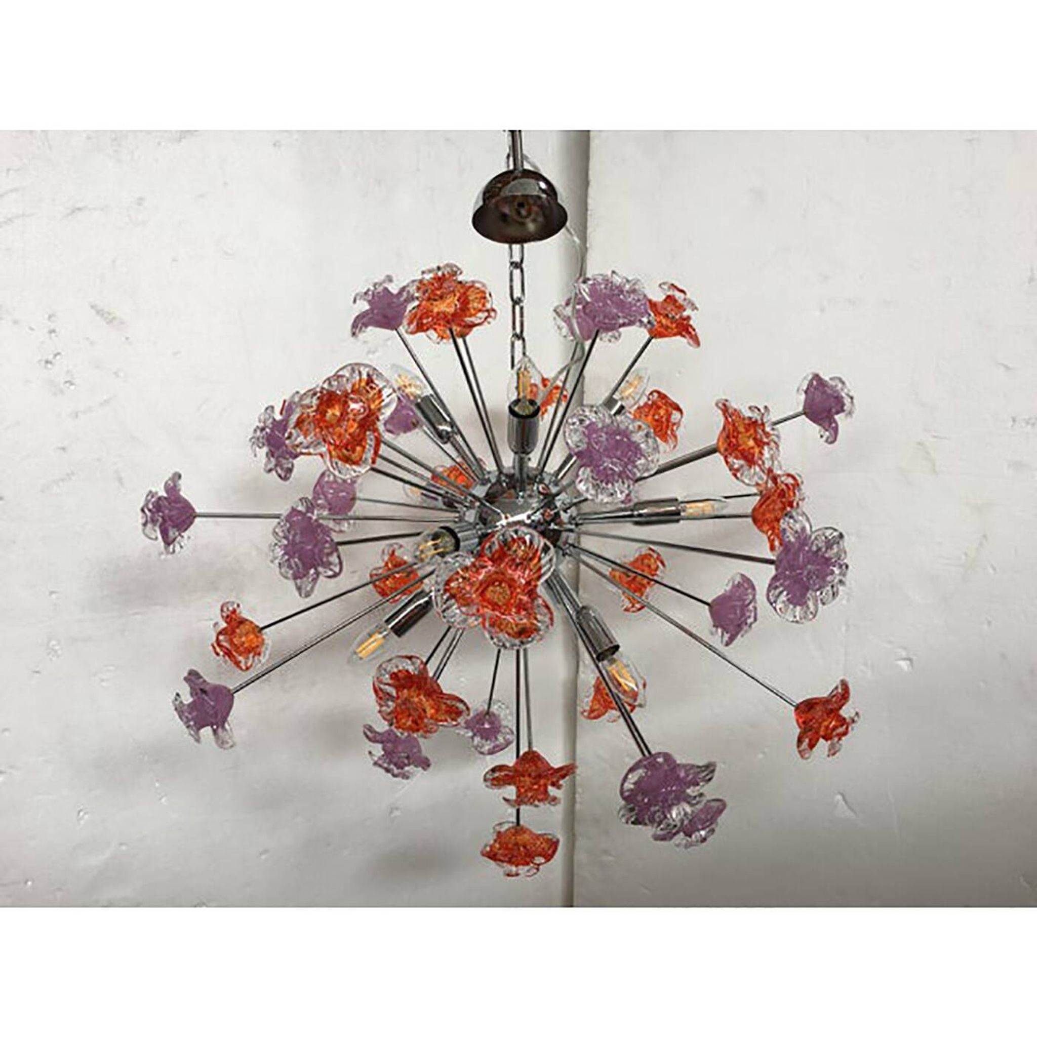 Murano Glass Flowers Italian Sputnik Candlestick