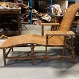 Wicker rattan chaise longue