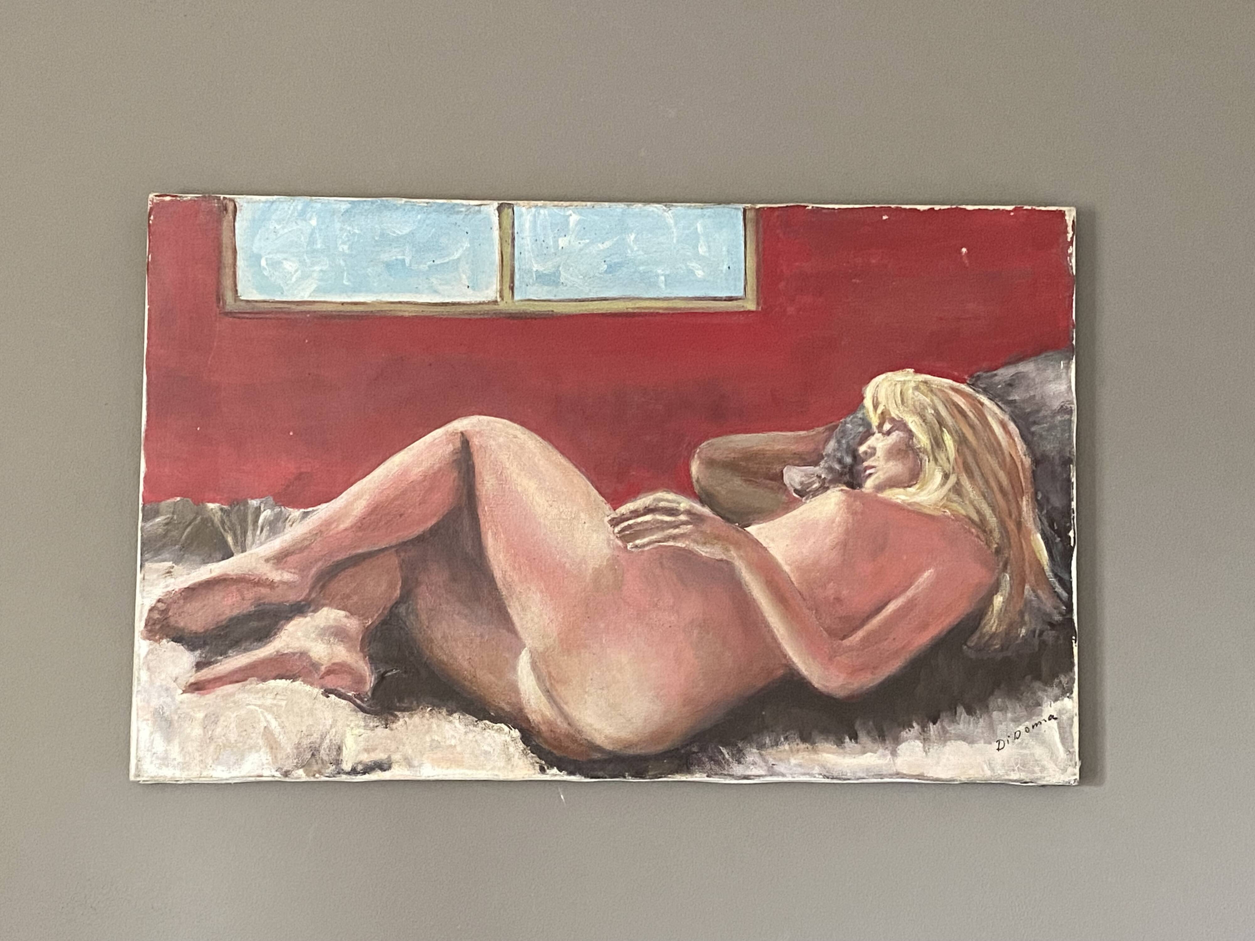 Huile sur toile 1970 Femme allongée 60x40