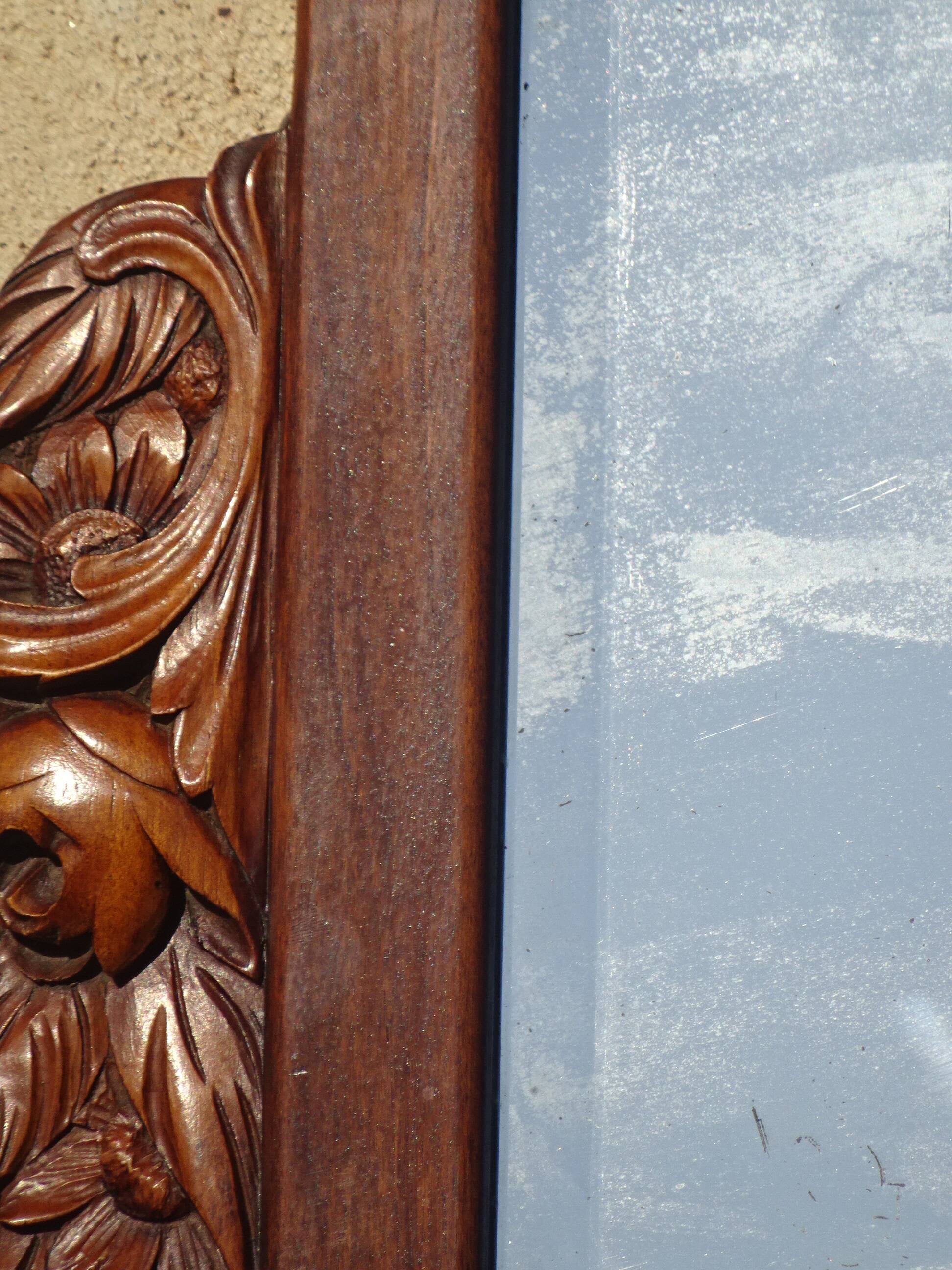 Art Deco mirror in walnut frame 126/88cm