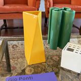 Space age yellow ceramic vase, Pietro Arosio, Parravicini Italy ca. 1960