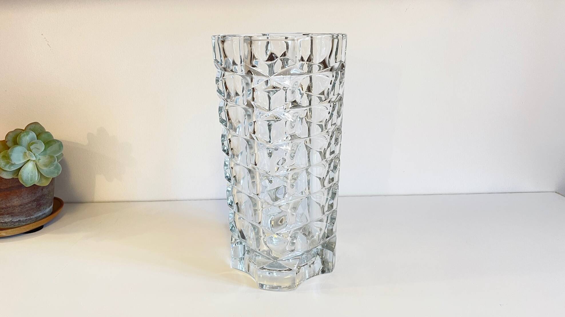 Geometric semi-crystal vase 1950s
