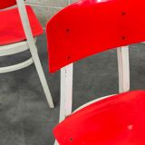 Set of 5 chairs TON Bystrice (Thonet) red and white 1960