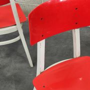 Set of 5 chairs TON Bystrice (Thonet) red and white 1960