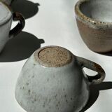 Set of 5 Indonesian ceramic handle coffee cups
