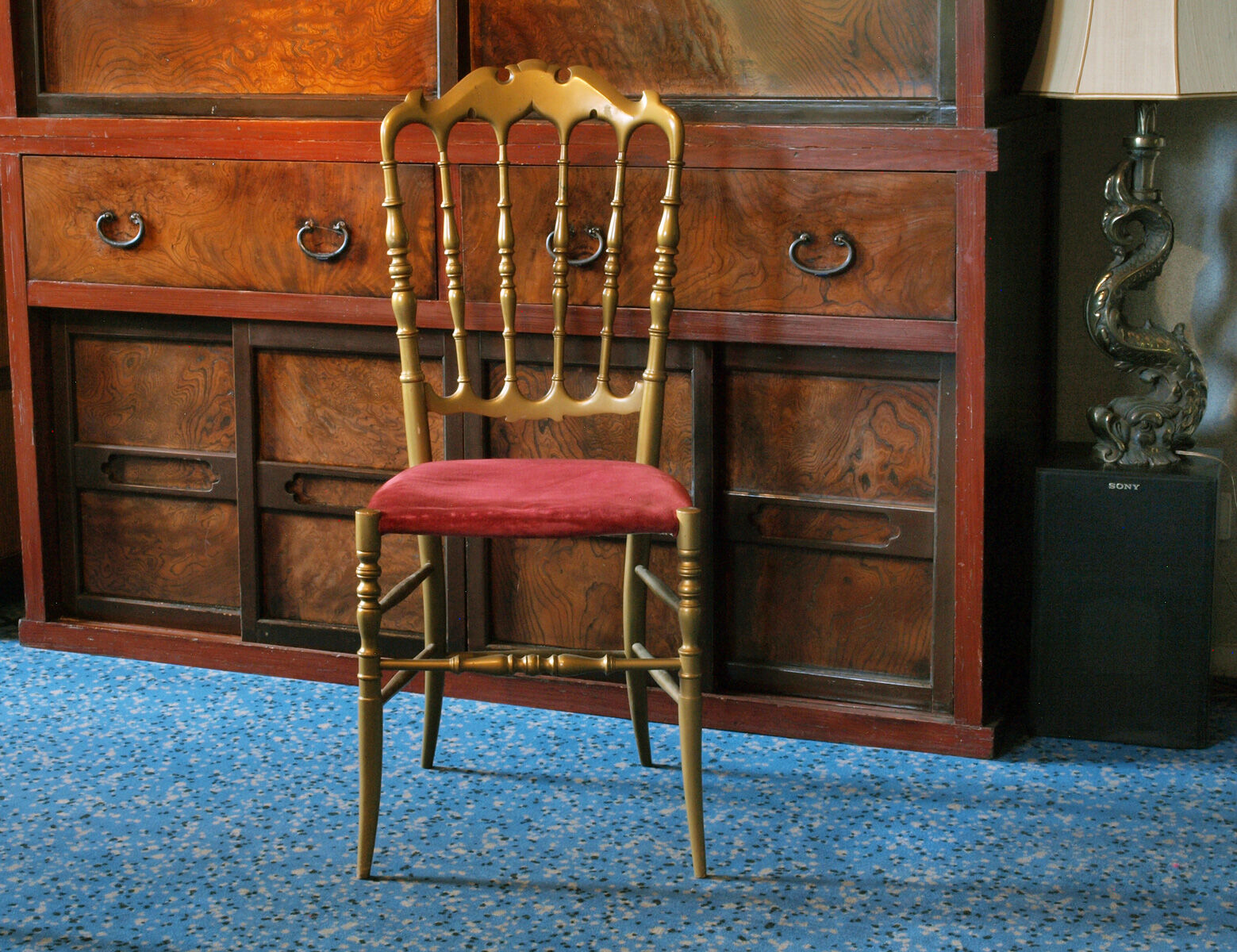 Chaise Napoléon III style Chiavari en bois doré