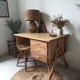 60's double-sided rattan desk
