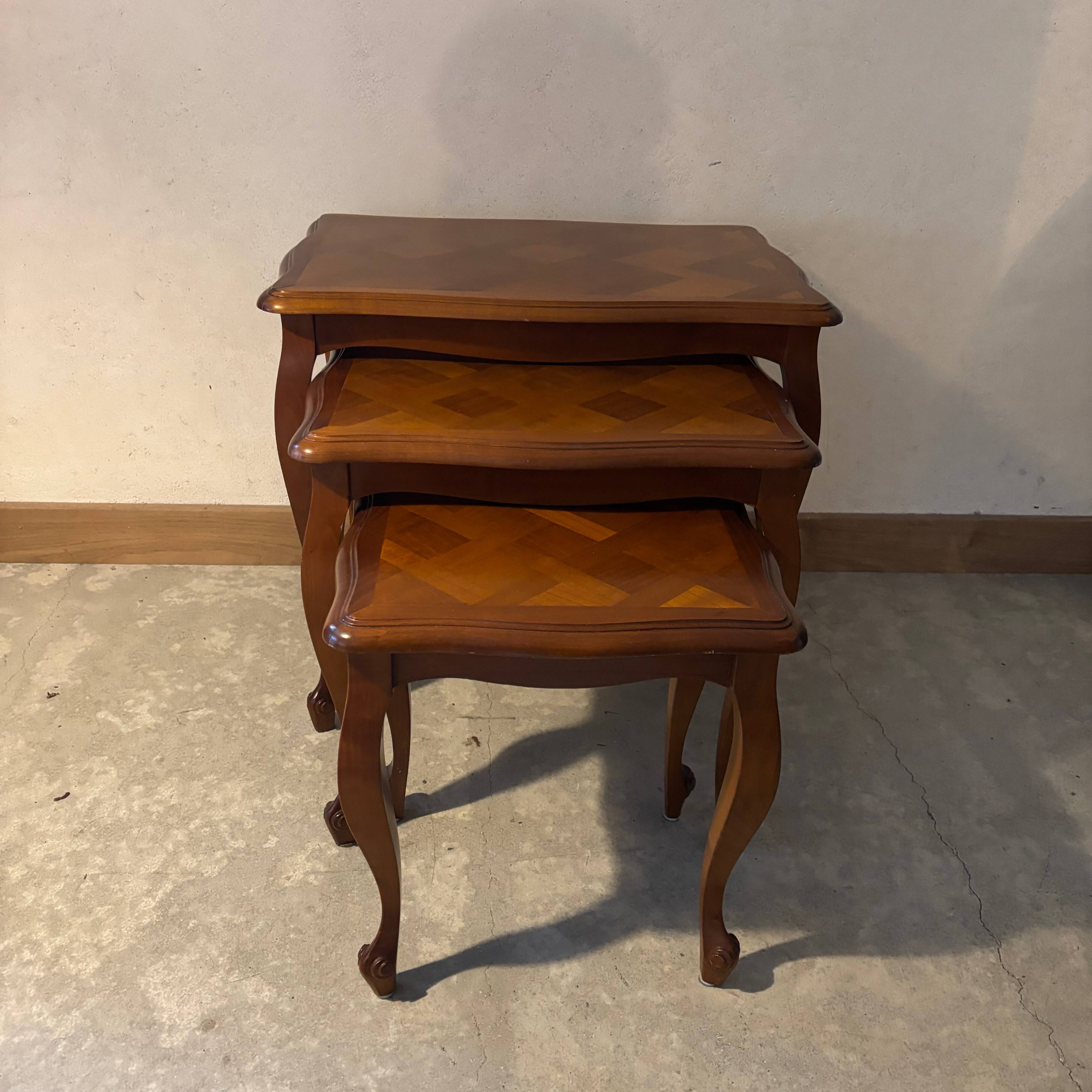 Nest of tables in cherry wood, Louis XV style
