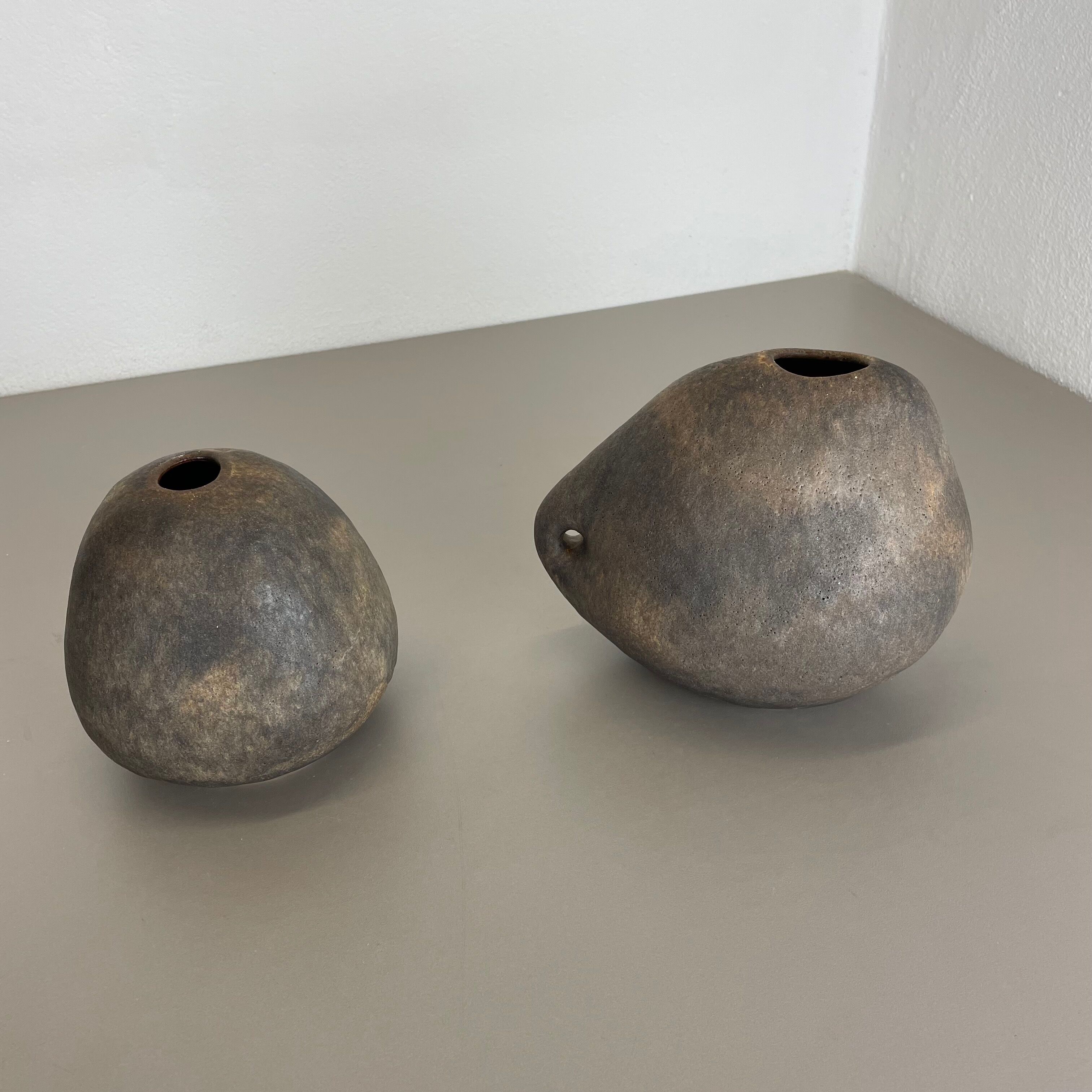 Set of 2 West German Ceramic Studio Vase Object by Helmut Schäffenacker, 1960s